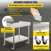 VEVOR Stainless Steel Prep Table, 24 x 15 x 35 Inch, 440lbs Load Capacity Heavy Duty Metal Worktable with Backsplash Adjustable Undershelf & 4 Casters
