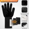 BBQ Gloves, 1472¬∞F Heat Resistant Fireproof Mitts, Silicone Non-Slip Washable Oven Kitchen Gloves for Barbecue, Grilling, Cooking, Baking, Camping